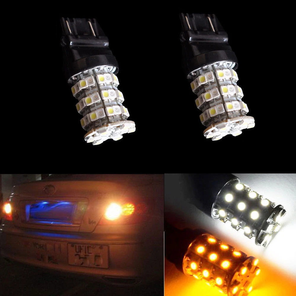 3157 T25 Turn Signal Lamp 12v Car 60 Led Dual Color White + Yellow