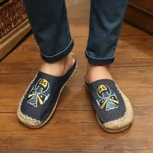 Мужские тапочки ручной работы; дышащая льняная модная мужская обувь; повседневные мужские сандалии; тапочки из хлопчатобумажной ткани; дизайнерские вьетнамки