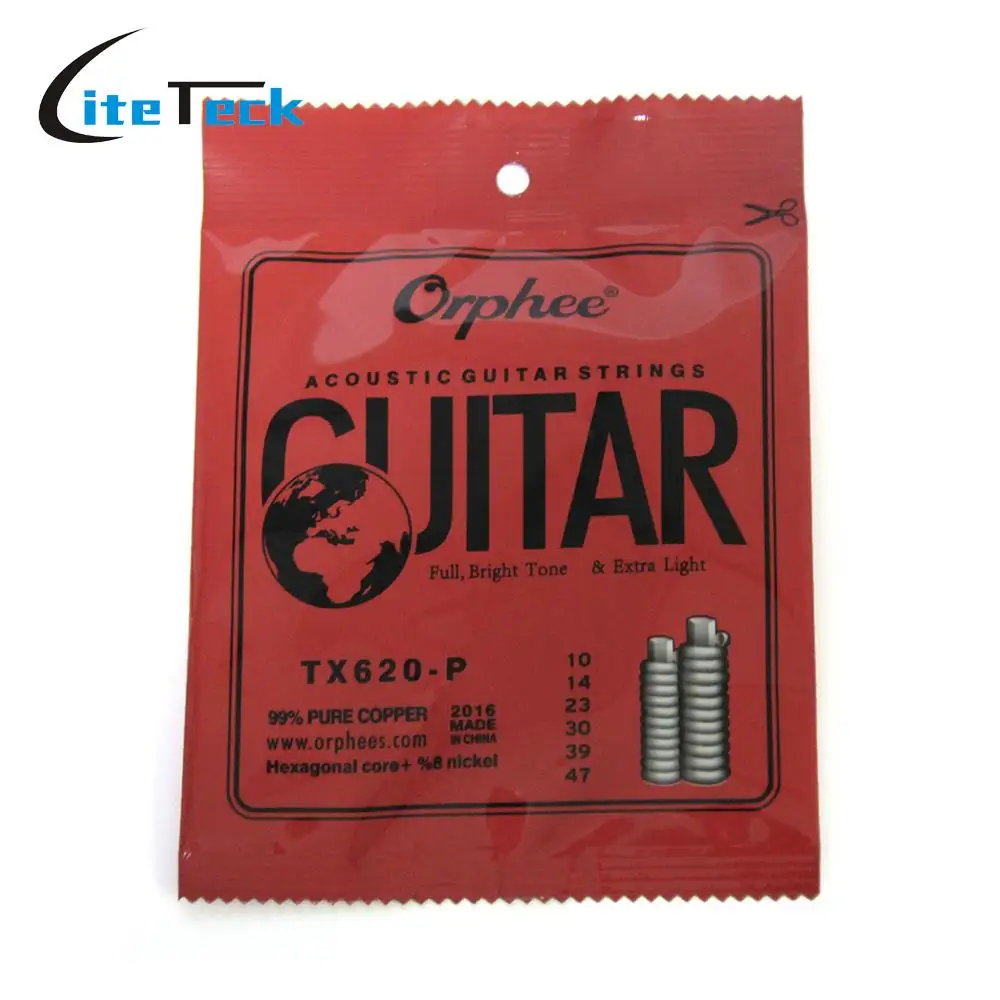Orphee TX620-P 6 шт Акустическая струны народной гитары полный набор струн (.010-.047) Сталь