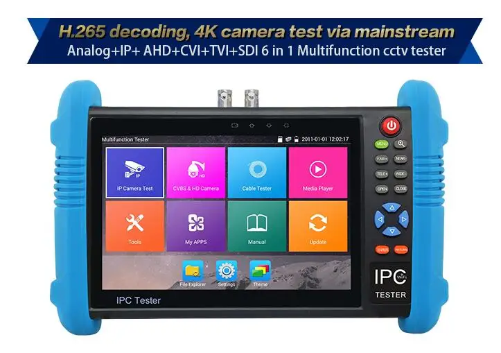 Wanglu IPC 9800plus 7 дюймовый IPS сенсорный экран 1280*800 разрешение аналоговый + IP AHD CVI TVI SDI 6 в