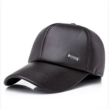 Зима Осень Теплый PU мужской простой изогнутый сплошной цвет регулируемая бейсболка с колпаком мяч для гольфа Козырьки Шляпы Шапки