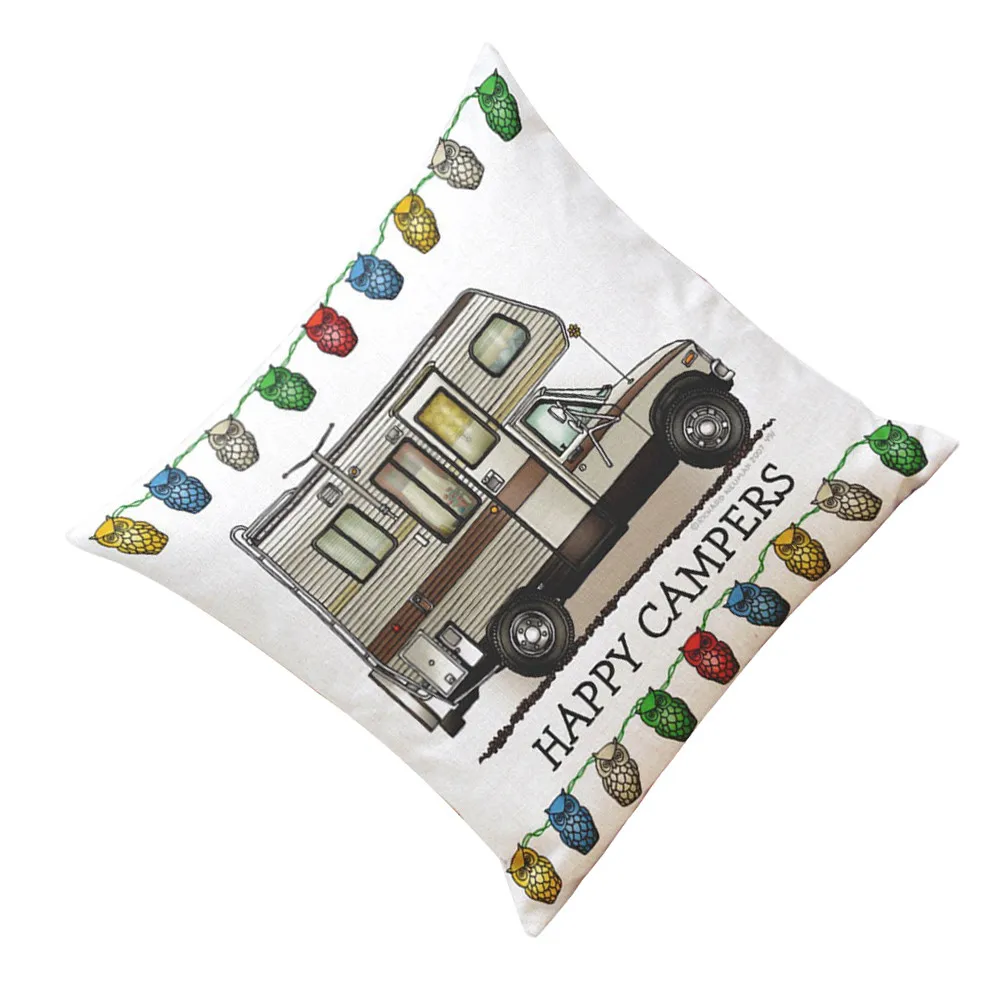 

Ouneed Decorative Pillowcases happy campers Pillow Case Sofa Waist Throw Cushion Cover Home Decor Pillow cover L629