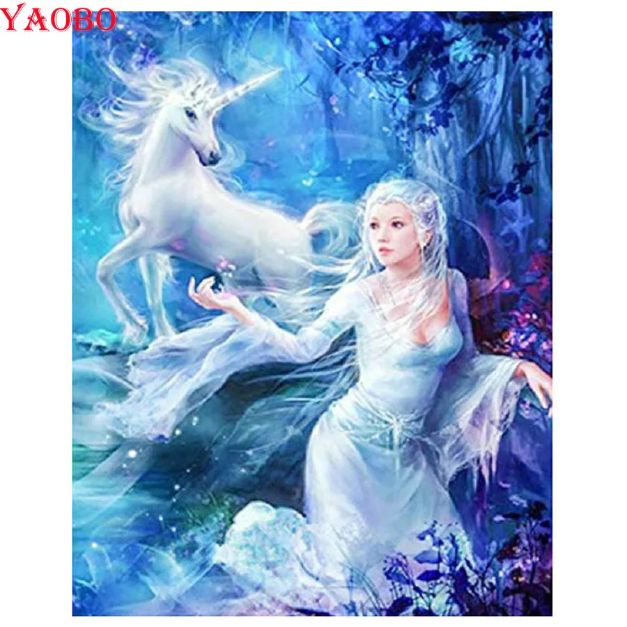 

Diamond mosaic Beauty and unicorn 5d diy Diamond Painting Cross Stitch Rhinestone pictures diamond Embroidery Home Decoration