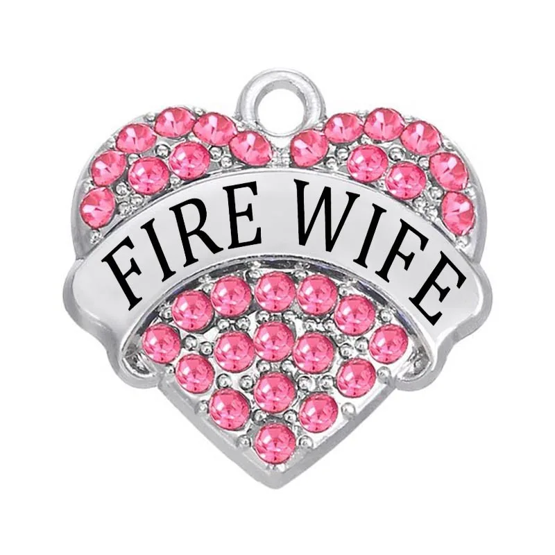 Fashion yiwu factory custom crystal heart message fire wife charm