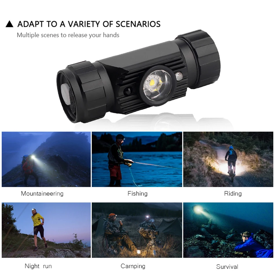 Lâmpada de Cabeça Led Mini Farol Sensor ir Usb Recarregável Farol Ultraleve t6 l2 Zoom à Prova d' Água 18650 Bateria Pequena Lanterna 21 Faróis de LED