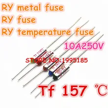 RY 100 шт./лот микро тепловой предохранитель 10A250V 157 градусов 157 C Мини темп предохранитель металлический корпус тепловой срезанный