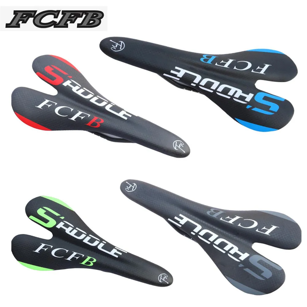 FCFB Mountain Road Bike seat cushion full carbon fiber Bicycle Saddle Red Matt