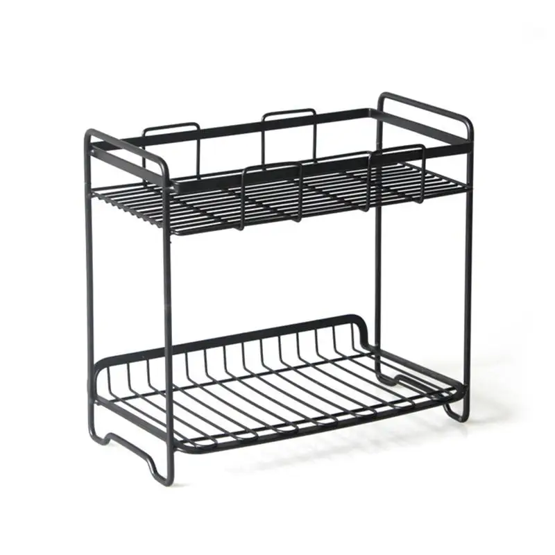 OUNONA Wrought Iron Storage Rack Multi storey Sundries Storage Shelf