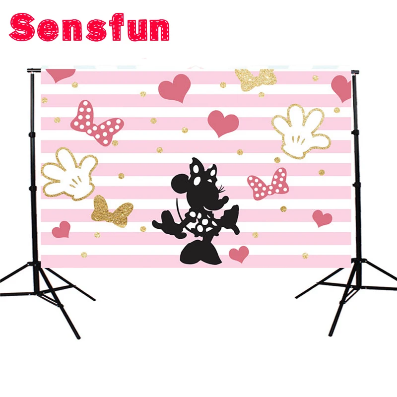 

Sensfun 7x5FT Pink Minnie Mouse Dance Love Heart Shape Custom Photo Studio Background Baby Newborn Backdrop Vinyl 220cm x 150cm