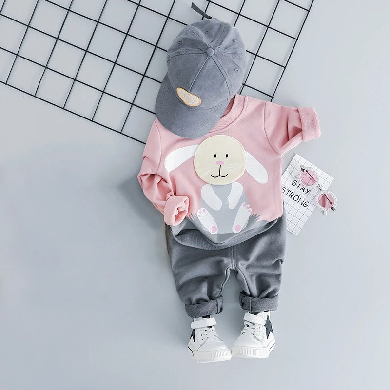 Toddler Baby Girl Clothes Set Long Sleeve Cartoon Hoodie+Pants 2 Piece Baby Tracksuit Cute Infant Boy Suit Cotton Newborn Outfit