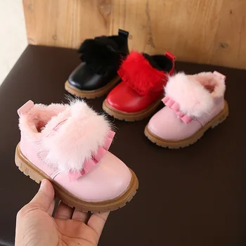 

2020 winter new girls plus velvet warm cotton boots baby toddler cotton shoes fashion princess soft-soled shoes casual