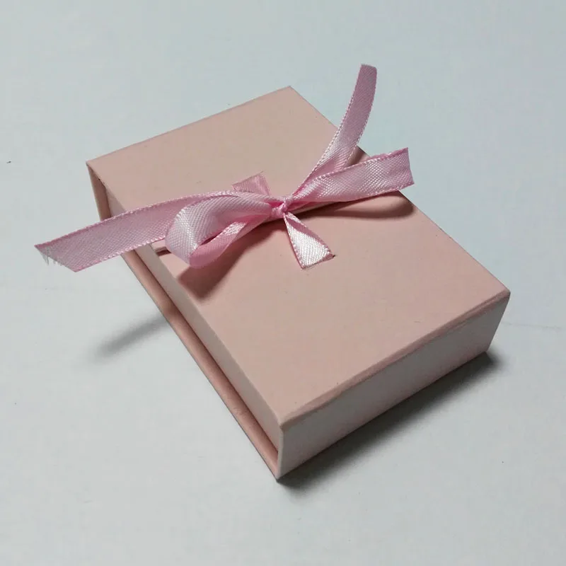 Подарочная Коробка органайзер для ювелирных изделий 80 шт./лот, белая коробка для колец с лентой-бабочкой, бумажная коробка для серег, черная коробка для ожерелья, розовые коробки