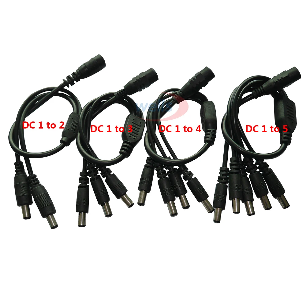 1pcs CCTV Security Camera 1 DC Female To 2-3-4-5 Male plug Power Cord adapter Connector Cable Splitt