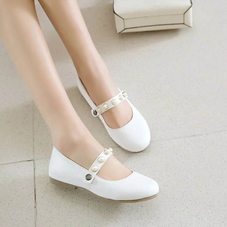 

Big Size 11 12 ladies high heels women shoes woman pumps Single shoe female pearl round head shallow mouth belt