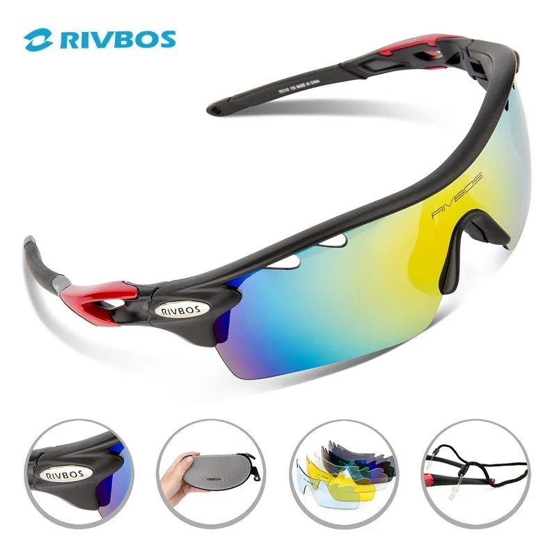 RIVBOS Oculos Ciclismo велосипедные тактические очки для мужчин и женщин Gafas Ciclismo велосипедные спортивные велосипедные солнцезащитные очки RB0801 - Цвет: PC Matte Black