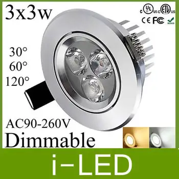 

New Arrival 9W Led Fixture Ceiling Downlight Dimmable 110-240v Led Recessed Lights Spot Light 60angle + Led Driver UL CE SAA