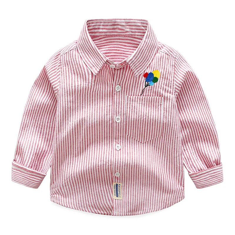 

2019 Spring Boys Shirts Long Sleeve Striped Fashion Children's Shirts Clothes Blue Pink Autumn Kids Boys Clothing Tops