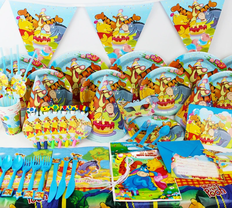 78 Pieces 15 Nouveau Enfants Fete D Anniversaire Decoration Ensemble Anniversaire Winnie L Ourson Theme Fete Fournitures Bebe Fete D Anniversaire Pack Ck 501 Aliexpress