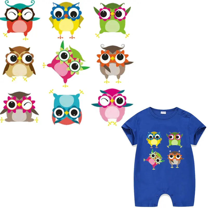 

cartoon animal owl iron patches for kids baby infant clothing thermal stickers iron on transfer for diy applique patch vetement