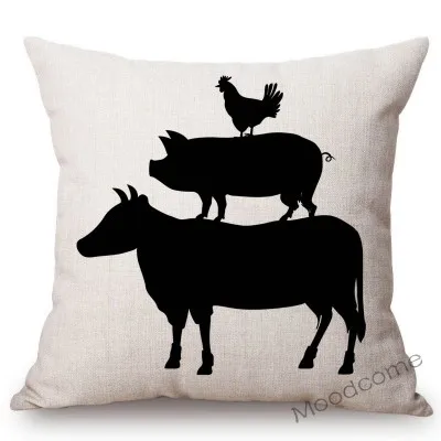 Nordic Farm Animals Sweet Farm Life Rule Principle Letter Art Sofa Throw Pillow Case Retro Cotton Linen Car Pillow Cushion Cover - Цвет: T218-7