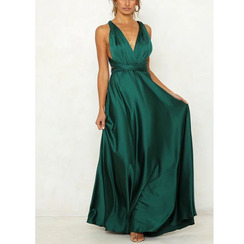 Элегантное женское длинное вечернее платье сексуальное с глубоким v-образным вырезом без спинки макси платье Бохо пляжное платье модное Бандажное платье Vestidos