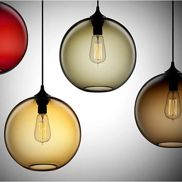 Retro Vintage Pendelleuchten Farben Glas Lampenschirm Loft Retro Vintage Pendelleuchten Farben Glas Lampenschirm Loft E27 110 V 220 Für Esszimmer Dekoration