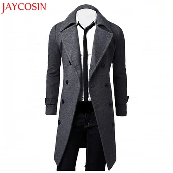 

JAYCOSIN New Winter Men Slim Stylish Trench Coat Double Breasted Long Jacket Parka Dropshipping L615 Free Shiping