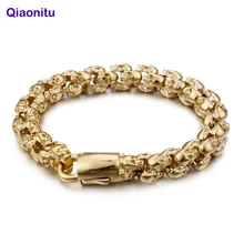 Панк-рок, золотой Байкер, Череп, браслеты для мужчин, хип-хоп, винтажная кисть, нержавеющая сталь, Череп, шарм, Брекет, для мужчин и женщин, готическое ювелирное изделие