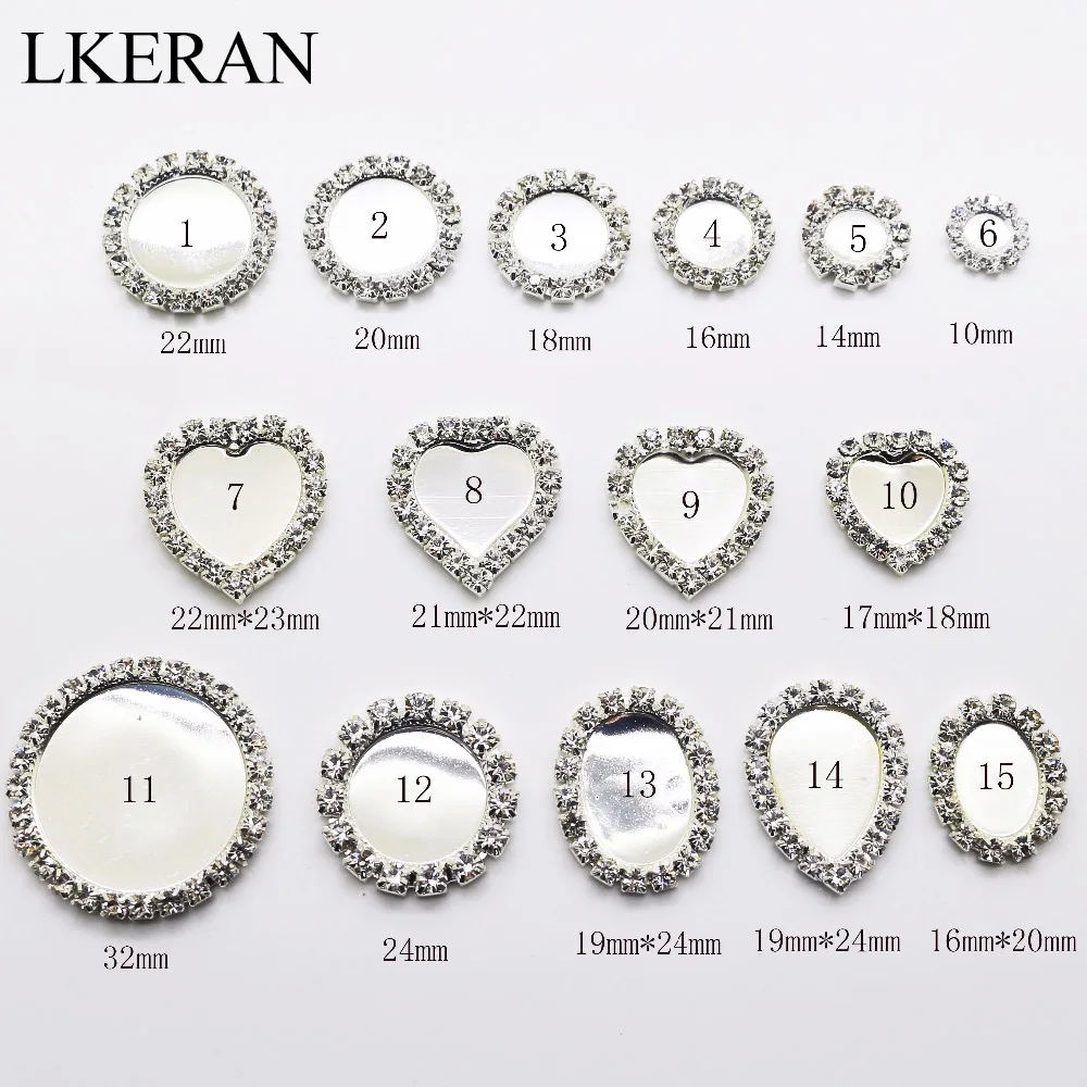 

New 10Pcs/Package Full Size Plating Silver Flat Back Rhinestons Button Crystal Base Accessories.