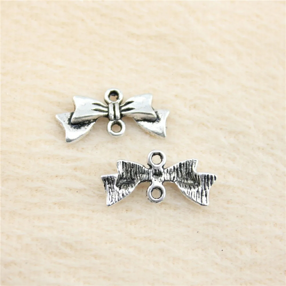 

114pcs/lot 20*9mm ancient silver Bow charm Pendants DIY jewelry for bracelet necklace earring