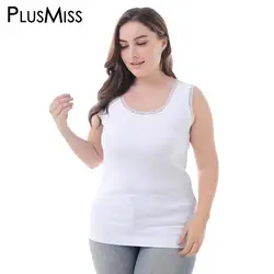 PlusMiss плюс Размеры 5XL 4XL одноцветное Цвет кружева крючком трикотажные топы Для женщин летние белый черный жилет без рукавов большой Размеры