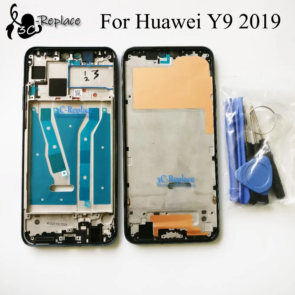 Оригинальная передняя панель корпуса для Huawei Y9 2019 ЖК дисплей лицевая рамка