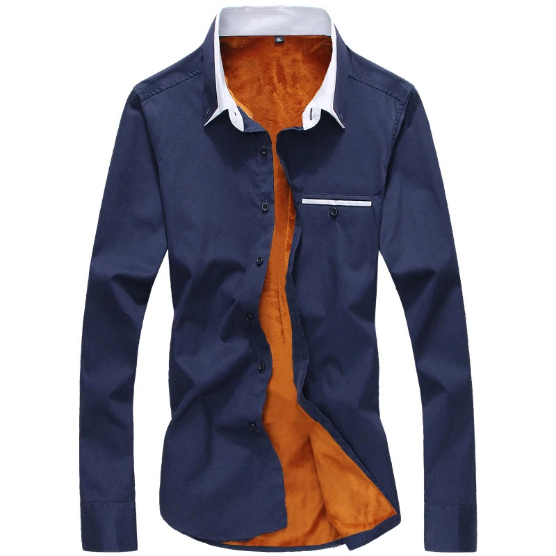 plus size4XL thick velvet men long sleeve polo shirt slim cotton high