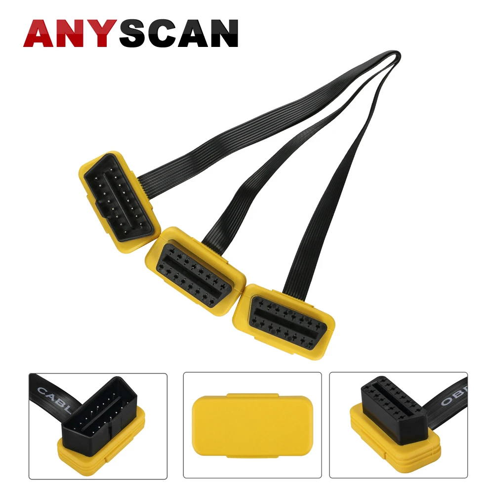 

AUTOOL 27cm 10.5 inch Universal 1 To 2 16PIN OBD2 Cable Connector Splitter Extension OBDII 16pin Cable Male to Female (Flat)
