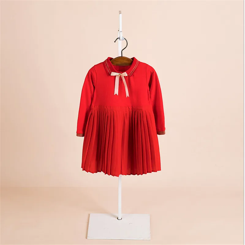Новое весенне-осеннее Брендовое платье для девочек детская одежда платье принцессы с бантом в консервативном стиле для девочек Детские платья для девочек от 2 до 8 лет, платье