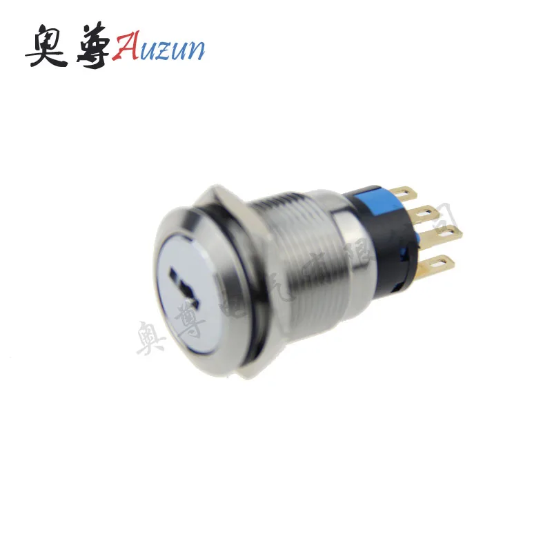 

19 mm metal knob switch 3 file normally open 2 long closed with the key switch waterproof rust stainless steel button