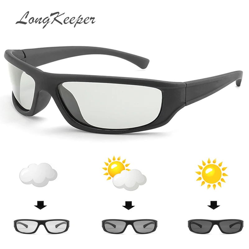 

LongKeeper Polarized Photochromic Sunglasses Men Black Frame Sports Sun Glasses Women Brand Designer Driving Eyewear Gafas 1039