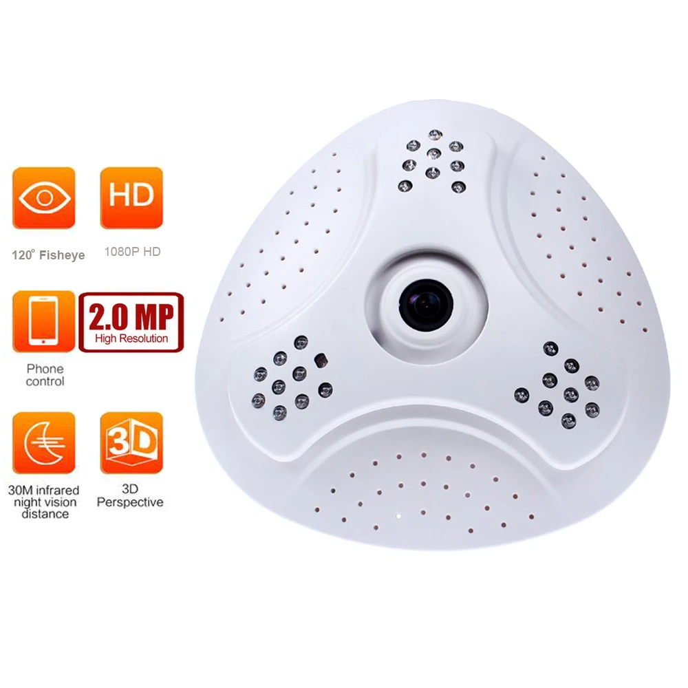 

JIVISION 1920*1080P Panoramic IP Camera Home Security Surveillance System Webcam IP CCTV Network Fisheye Wide angle 120 degree