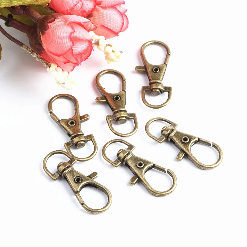 50pcs/Lot Bronze Metal Swivel Lobster Clasp Clips Key Hook Keychain