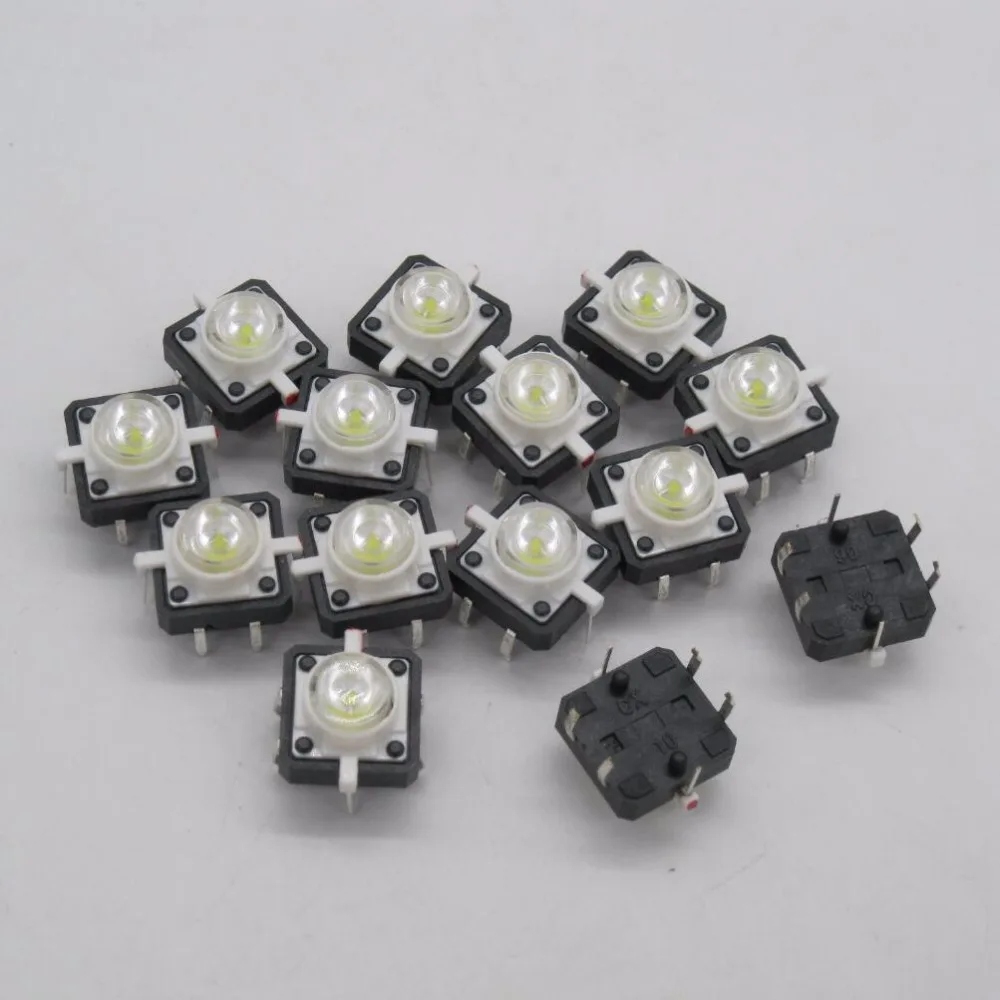 

20PCS/lot White 12x12mm Illuminated Tact Switch Button switch LED 4 pin reset 12*12mm