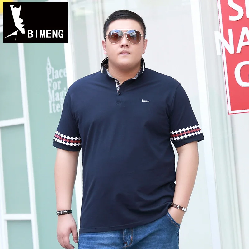 

BIMENG Brand Clothing Plus Size 3XL 4XL 5XL 6XL 7XL Turn Down Collar Fashion Men's Summer Tops Tee Shirt 64