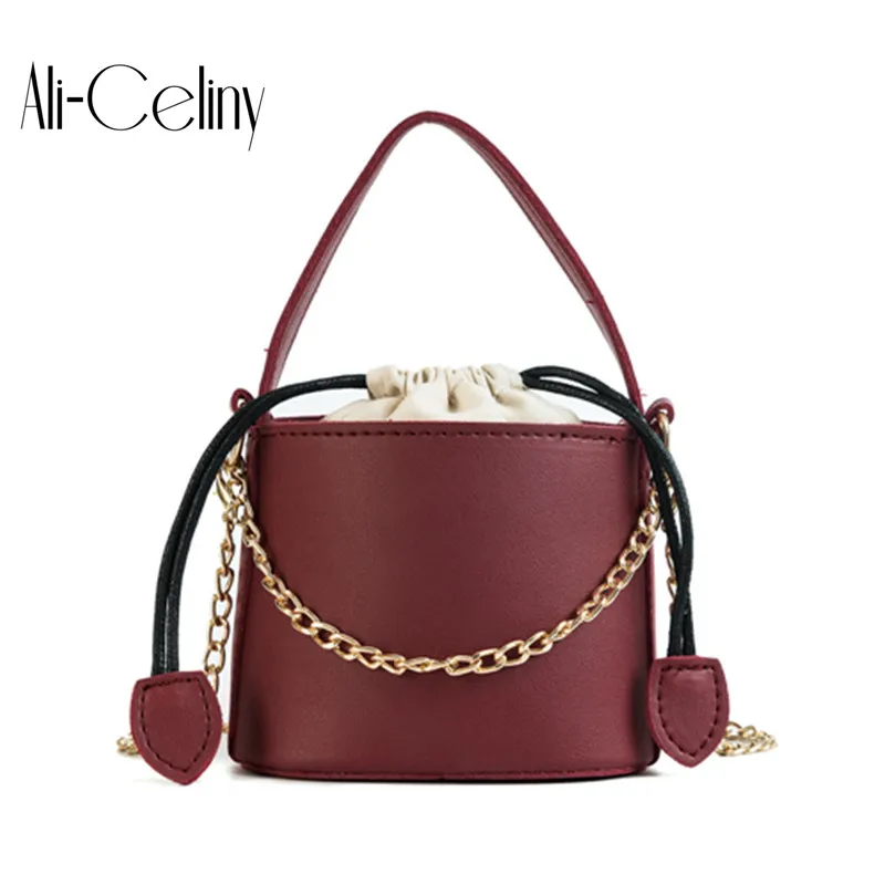 

2018 original design mini Bucket bag Rope pulling handbag personality small bag trend shoulder Messenger bag Coloured
