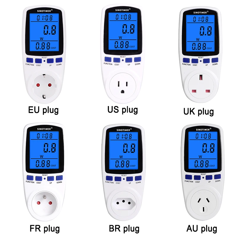 EU BR UK Plug Socket Digital Wattmeter Meter Power Consumption Watt Energy Meter KWh AC 220V 110V Electricity Analyzers Monitors power meter electric energy meter