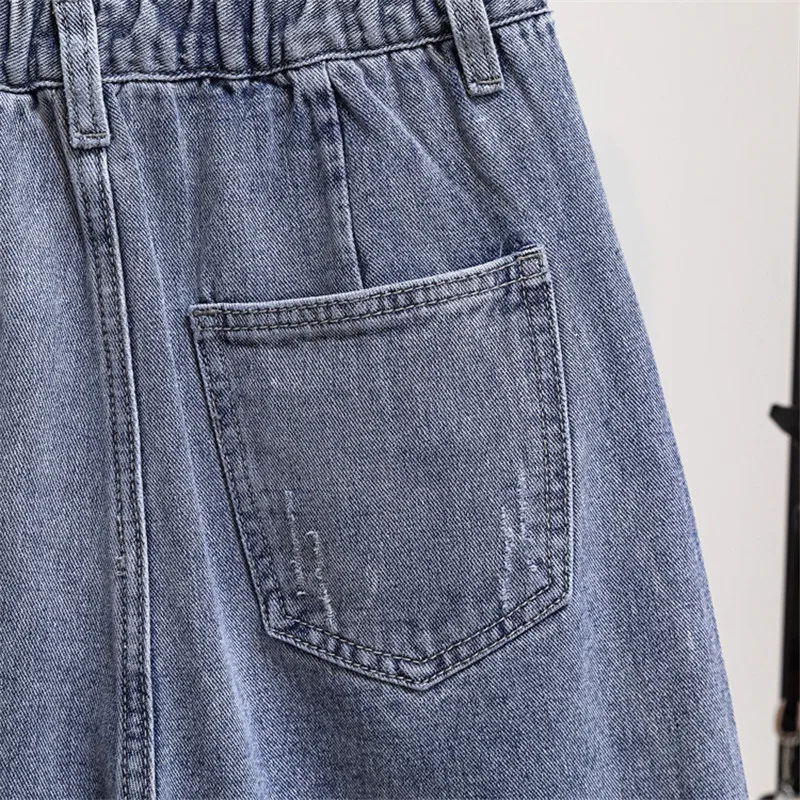 JUJULAND новый темно-синие джинсы узкие брюки Для женщин Высокая талия Узкие рваные повседневные джинсы из денима стрейч узкие брюки джинсы 8011