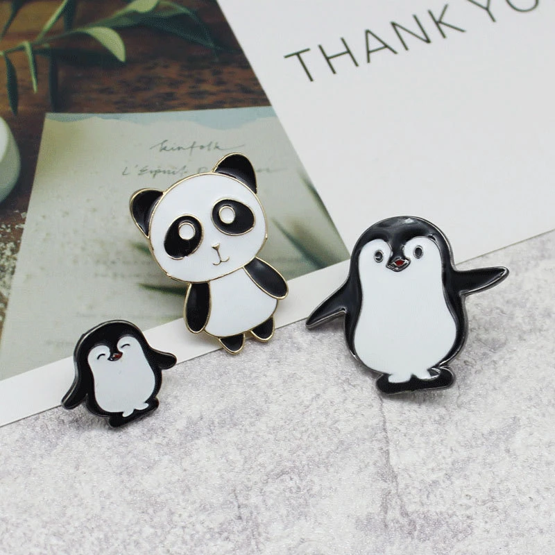 Cartoon Cute Enamel Pin Penguin Panda Animal Jackets Backpack Brooches BadgeSP