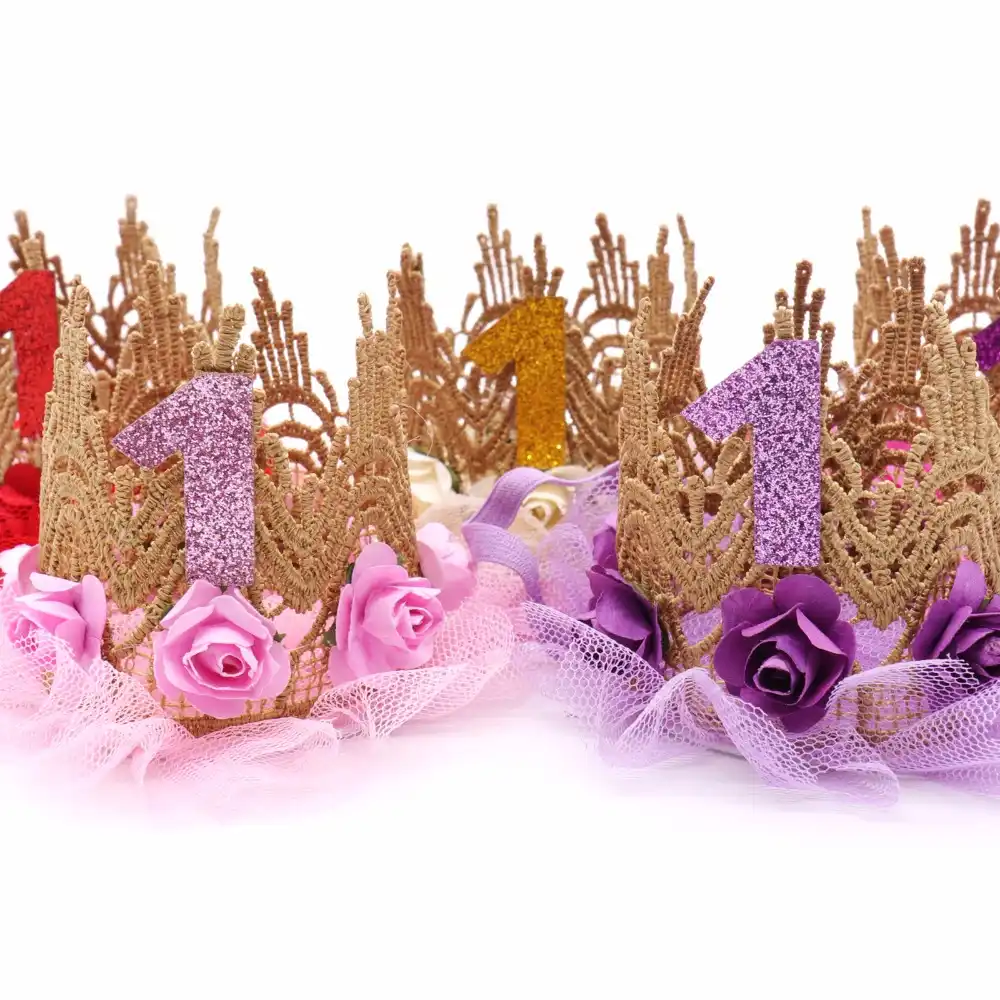 Newborn Baby First Birthday Infant Toddler Party Hair Band Kids Boy And Girl One Years Old Crown Hat Party Diy Decorations Party Diy Decorations Aliexpress
