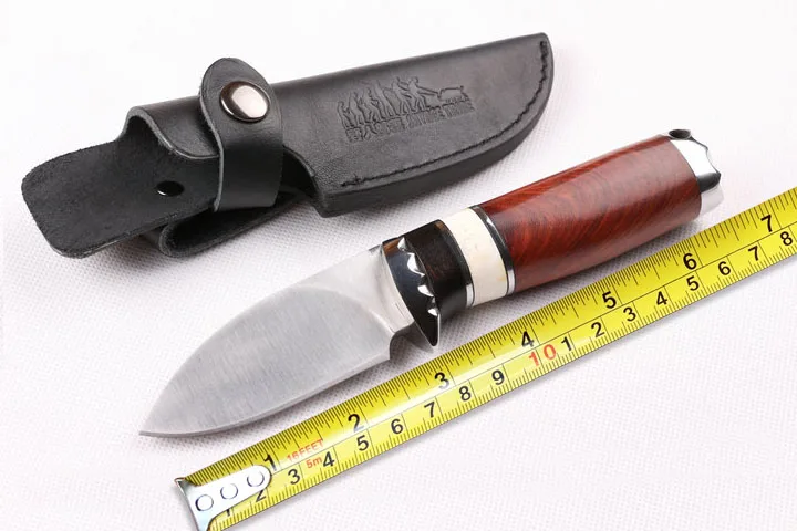 

Best Quality Small Hunting Fixed Knife 7CR15MOV Blade Steel+Deer Bone+Red Rosewood Handle EDC Camping Knife Utility Outdoor Tool