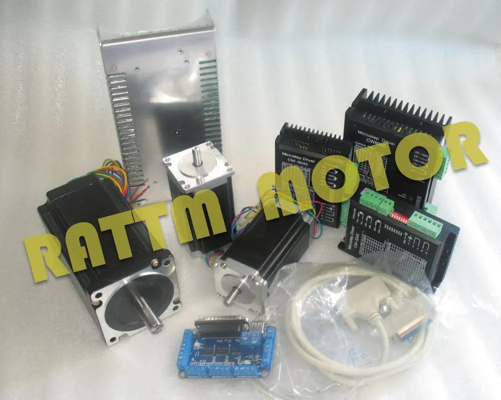 3 оси NEMA23 NEMA34 425Oz 1600Oz in двойной вал шаговый двигатель + CW8060 / CW5045 драйвер 6A 80V 4.5A с