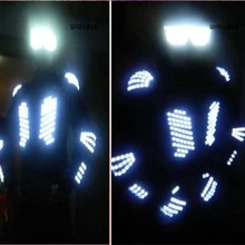 Новая мода Ds костюм мужской светильник куртка, перчатка очки Led наряд Одежда Led костюм