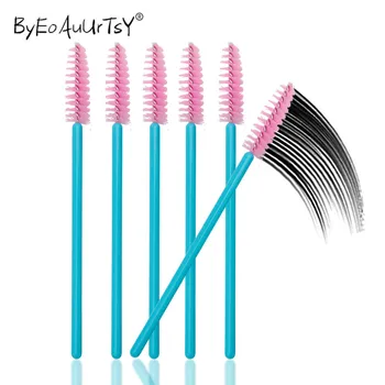 

ByEoAuUrTsY Hot Women Eyelash Brushes Mascara Applicator Wand Brush Eyelashes Comb Spoolers Pink color Blue Handle Makeup Brush